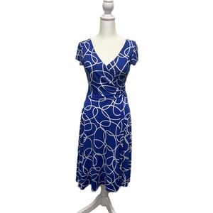 Blue Dress with White Swirl Pattern